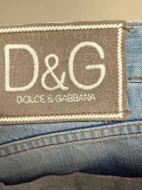 Dolce & Gabbana Light Blue Denim with Taupe Logo Patch